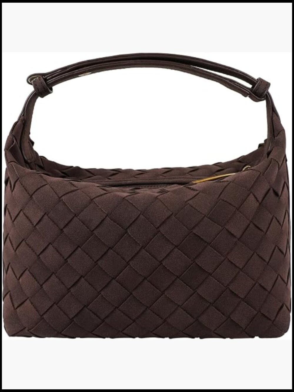 Faux Suede Woven Hobo Handbag Mini Shoulder Bag with Adjustable Strap Vintage